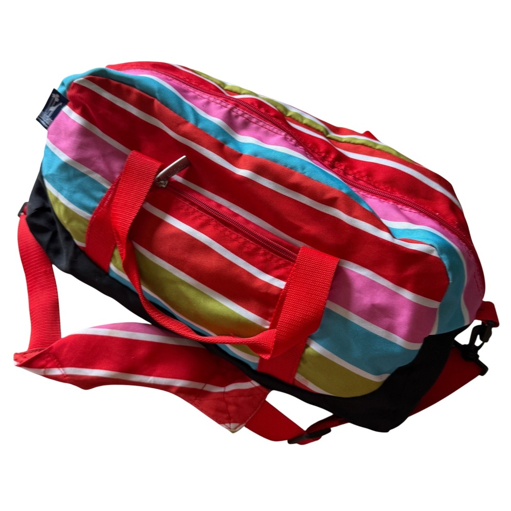 Wildkin Kids Overnighter Duffel Bag Multi Striped Red Pink Blue 17 Inch Travel
